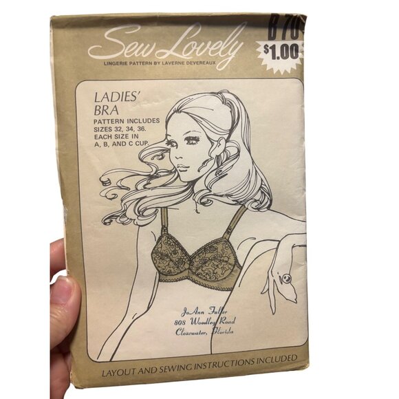 Sew Lovely Lingerie Sewing Pattern B70 Ladies Bra Sizes 32 36 A B C Cup - Picture 1 of 4